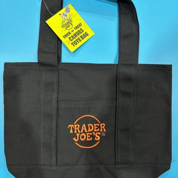 Trader Joe's Mini Tote Trick or Treat NWT Black w/ Orange - Picture 1 of 1